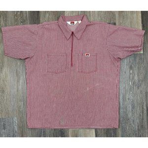 Vintage Ben Davis Pullover 1/4 Zip Work Shirt USA Hickory Stripe L
